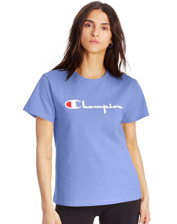 Champion Dame T-Shirts Blå - Heritage - Danmark ZCG-471968